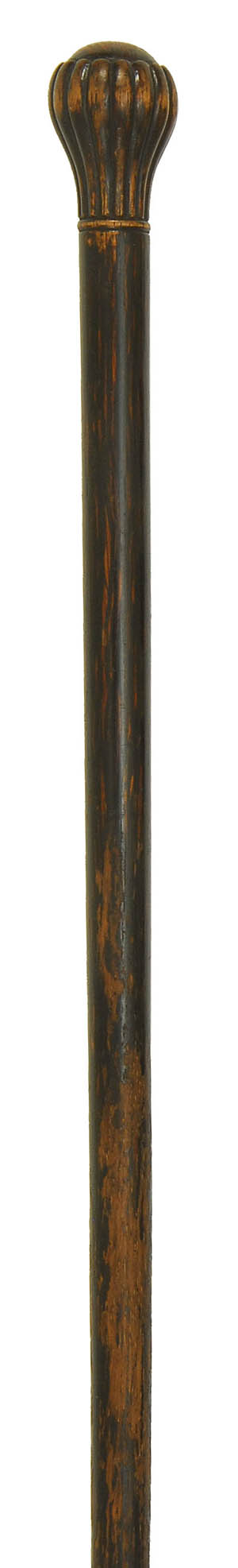 Appraisal: WOODEN CANE th CenturyWith carved bulbous handle Length