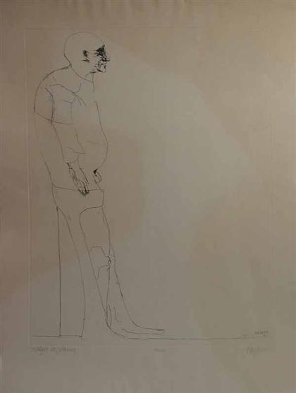 Appraisal: LEONARD BASKIN American - Oedipus At Colossus Pencil signed titled