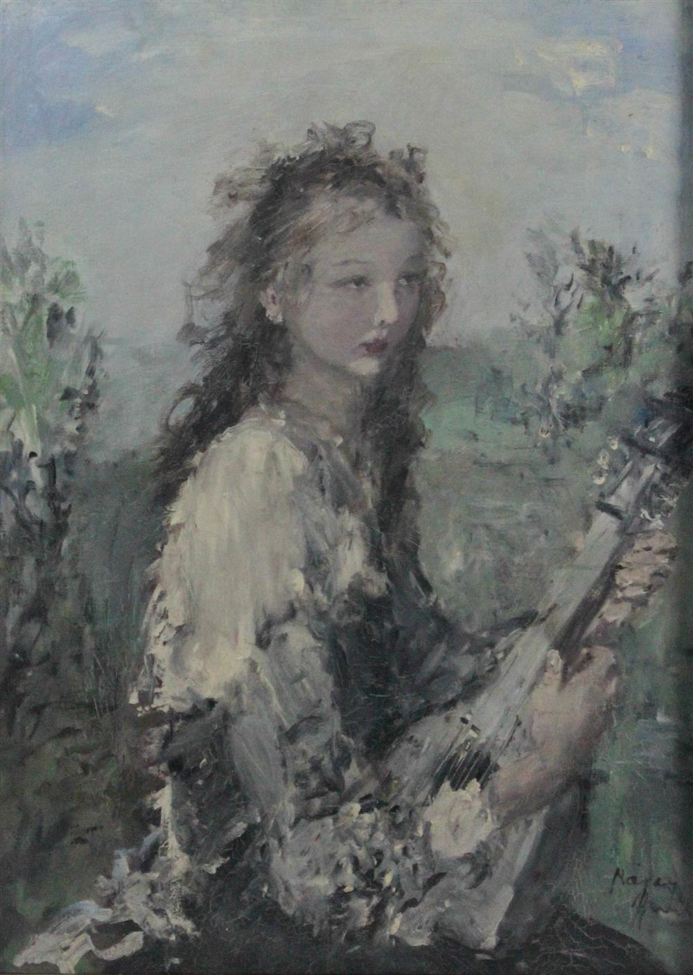 Appraisal: AUREL NARAY HUNGARIAN - PORTRAIT OF A GIRL Oil on