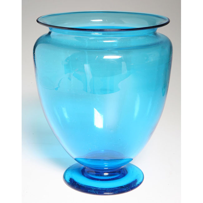 Appraisal: Steuben vase footed bulbous shape in cobalt blue glass unmarked