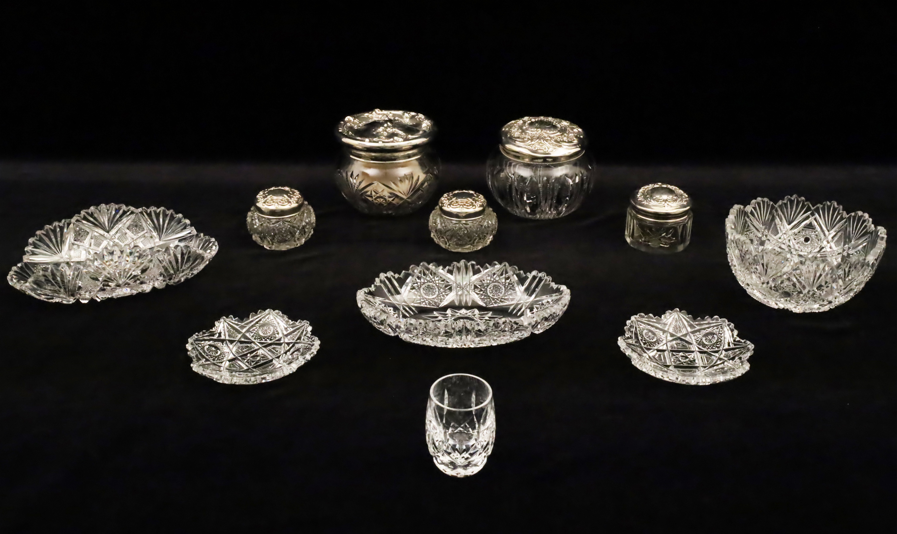 Appraisal: PIECE LOT OF GLASSWARE AND STERLING piece misc lot of