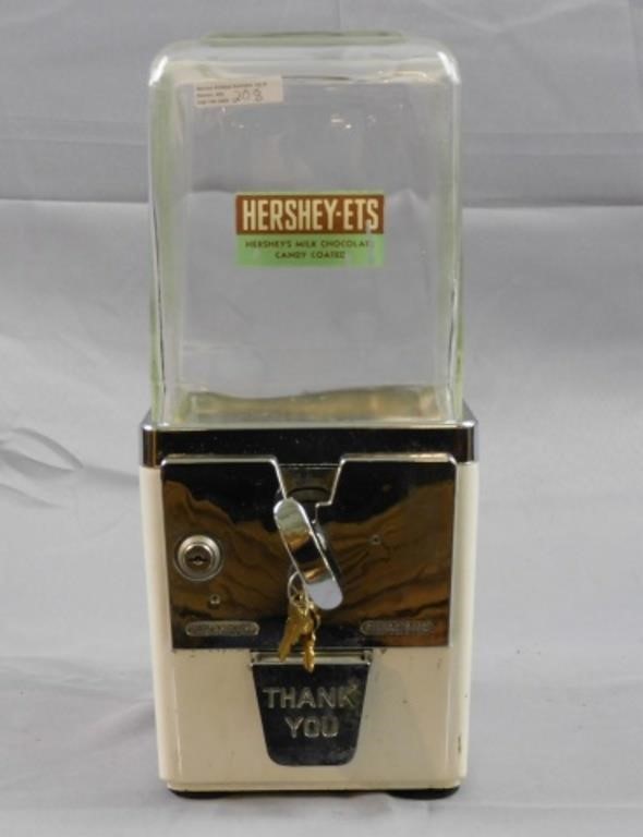 Appraisal: HERSHEY-ETS COIN OPERATED VENDING MACHINE THc Enameled base glass and