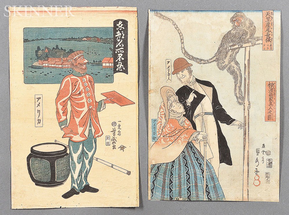 Appraisal: Two Woodblock Prints Japan th century one by Yoshimori -