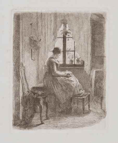 Appraisal: Philipp Rumpf A group of etchings including a lady reading