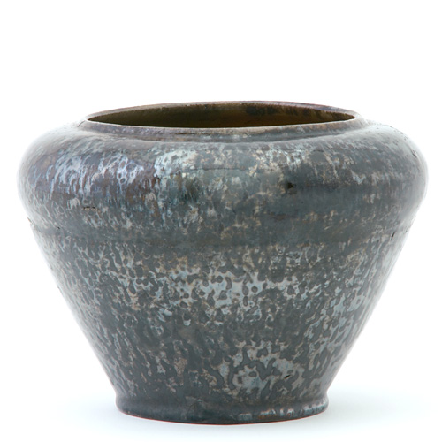 Appraisal: GEORGE OHR Vase with closed-in rim covered in mottled gunmetal