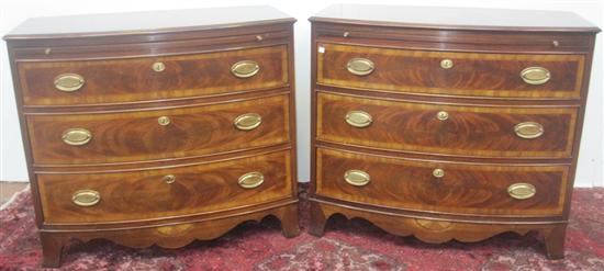 Appraisal: PAIR CHESTS A pair of Bernhardt georgian style bow front