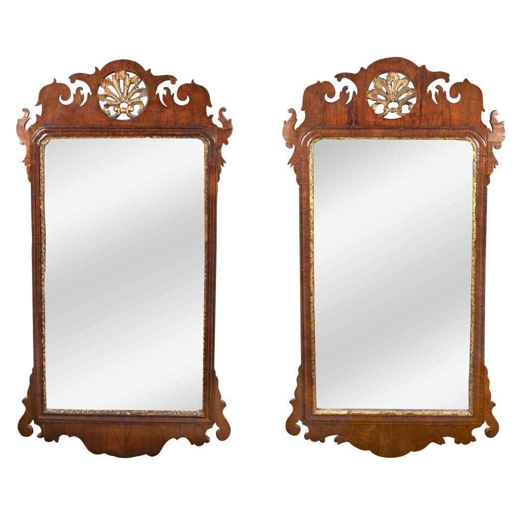 Appraisal: Pair of Associated George II Parcel Gilt Mahogany Mirrors Each