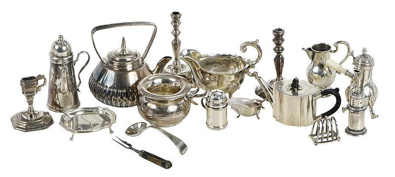 Appraisal: Miniature Silver Table Objects including seven pieces sterling two coffee