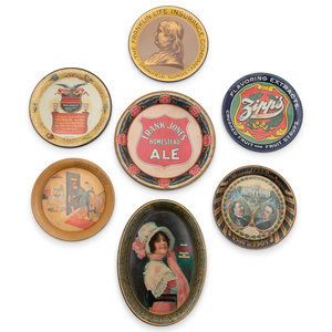 Appraisal: A Collection of Seven Tin Lithographed Advertising Tip Trays includes