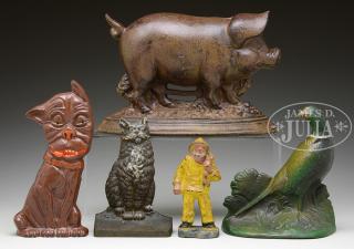 Appraisal: COLLECTION OF AMERICAN CAST IRON FIGURAL DOORSTOPS Doorstops depict a