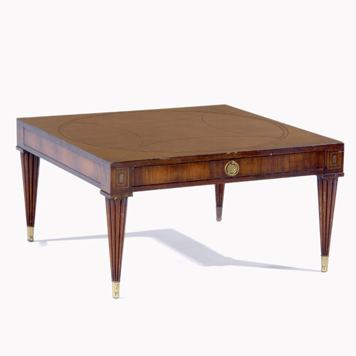 Appraisal: GROSFELD HOUSE Cocktail table with single drawer tooled leather top