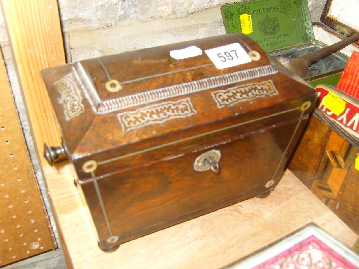 Appraisal: An early th century rosewood tea caddy with gadroon border