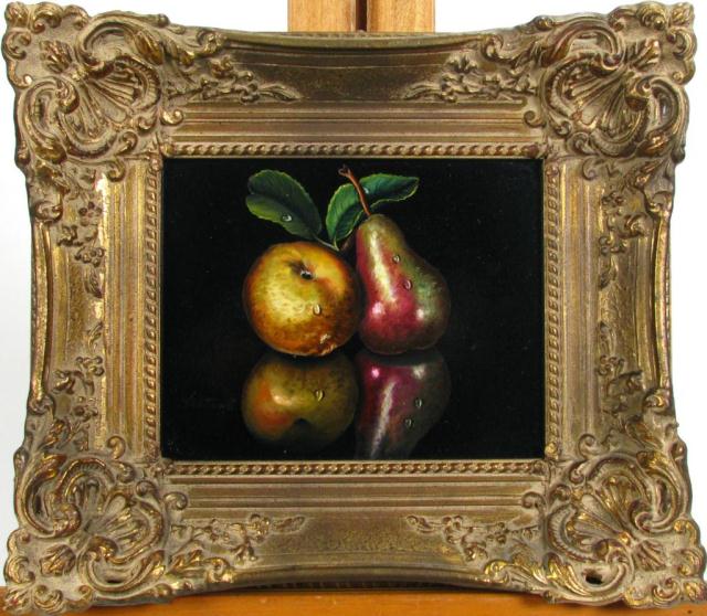 Appraisal: Pair of vintage decorator oil paintings depicting still life fruit