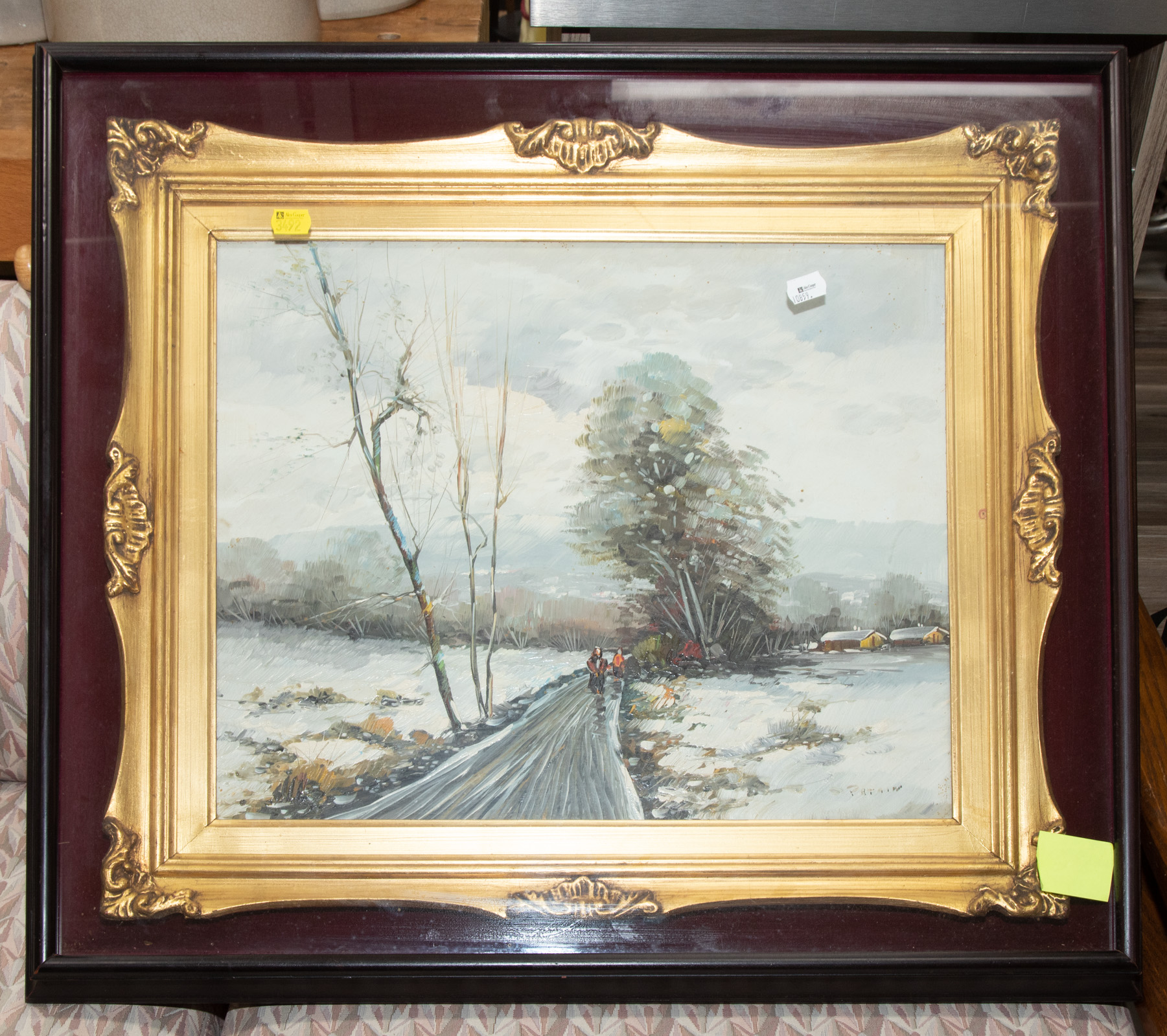 Appraisal: PETAIN SNOWY LANDSCAPE OIL Mid th century oil on canvas