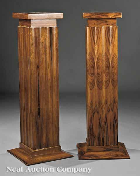 Appraisal: A Pair of Art Deco-Style Rosewood Pedestals each square top