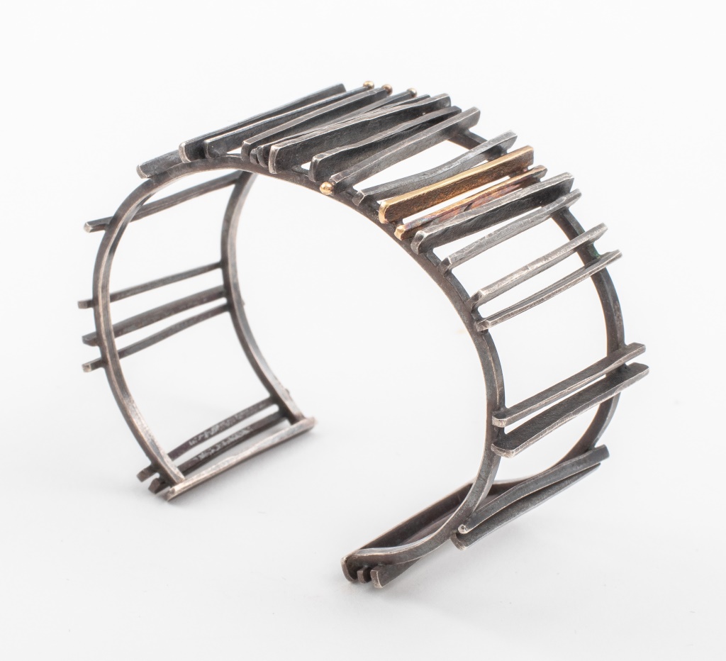 Appraisal: SYDNEY LYNCH 'DRIFTWOOD' CUFF SILVER K GOLD Sydney Lynch modern