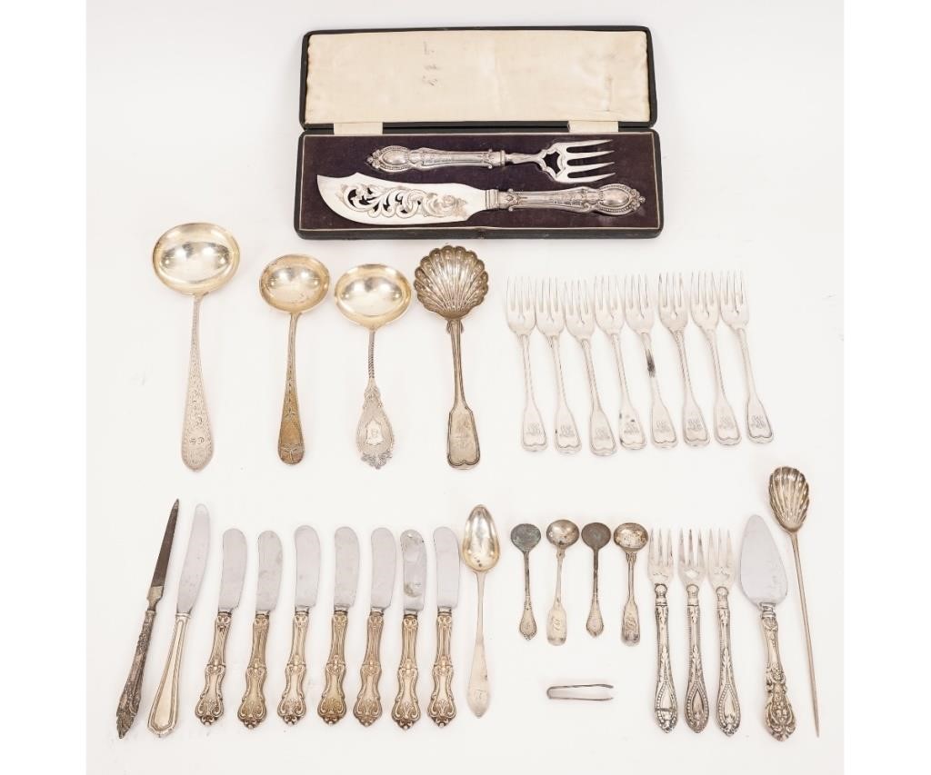 Appraisal: English coin silver tableware of various makers and patterns together