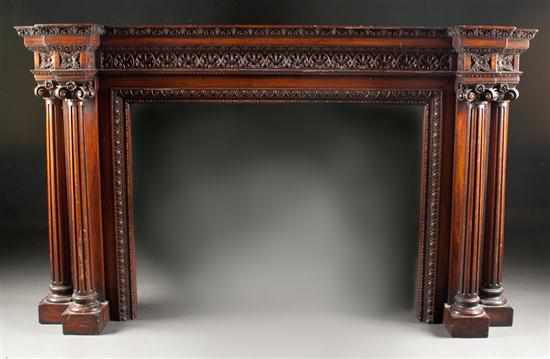 Appraisal: Edward Classical Revival carved mahogany mantel early th century with