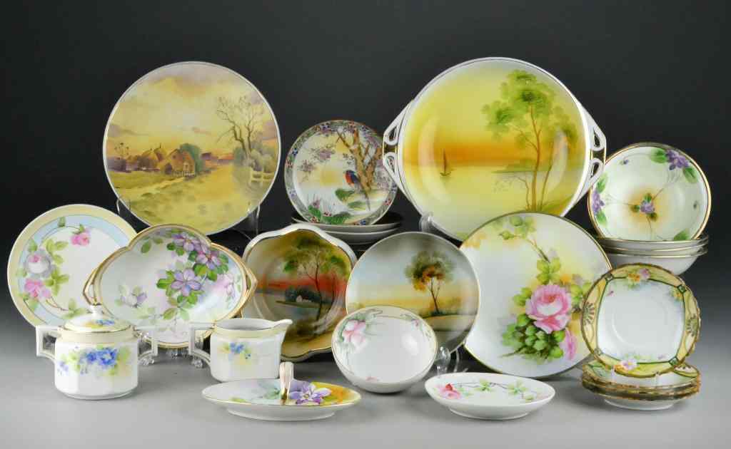 Appraisal: Pieces Nippon And Japanese Hand Painted PorcTo include scenic plates