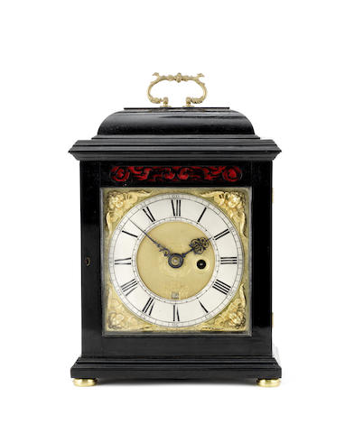 Appraisal: A late th century ebony table timepiece John Ebsworth LondonThe