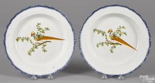 Appraisal: Pair of pearlware blue feather edge plates th c with