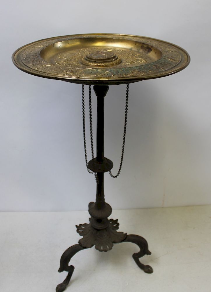 Appraisal: Antique Continental Patinated and Gilt Metal Tazza Stand Great quality