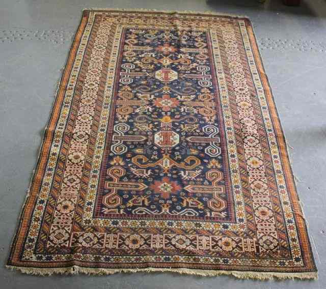 Appraisal: Antique Caucasian Scatter Carpet With wear spots From a Fairfield