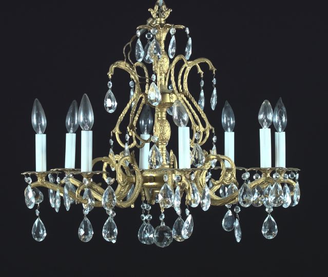 Appraisal: Pair of Continental Eight-Light Gilt-Brass Chandeliers in the rococo taste