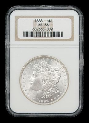 Appraisal: Gem BU Morgan silver dollar NGC slabbed and graded MS-