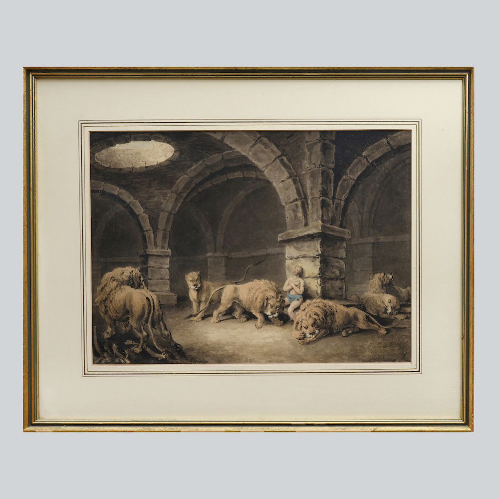 Appraisal: William Samuel Howitt - Daniel in the Lion's Den Watercolor