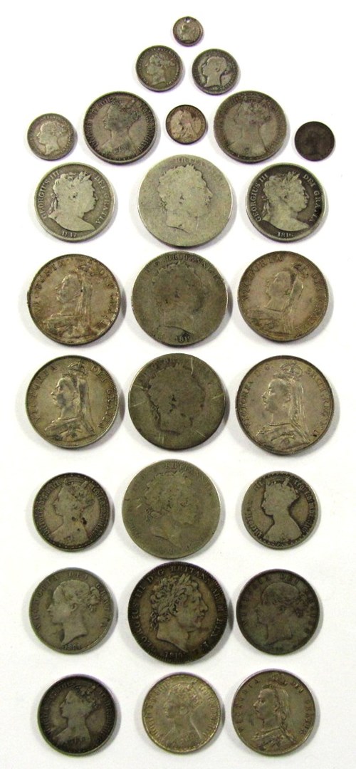 Appraisal: George III to Victoria sterling silver coins including Crown fine