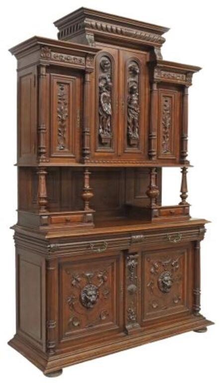 Appraisal: French Henri II style walnut sideboard late th c having