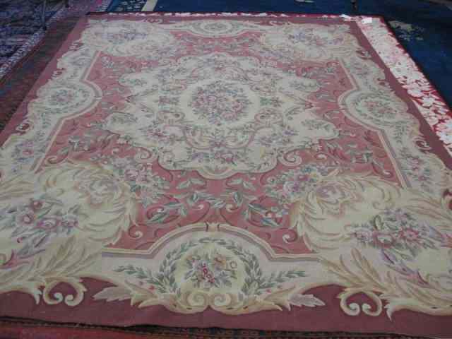 Appraisal: Chinese Aubusson Handmade Room Sizerug fine floral decor ' ''