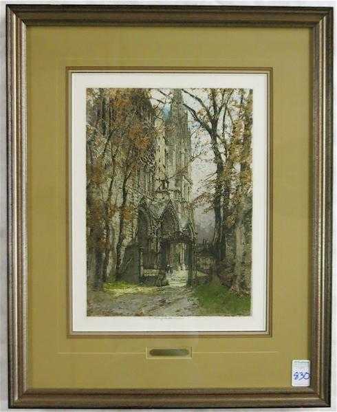 Appraisal: LUIGI KASIMIR ETCHING AND AQUATINT Austria - Chartres Cathedral France