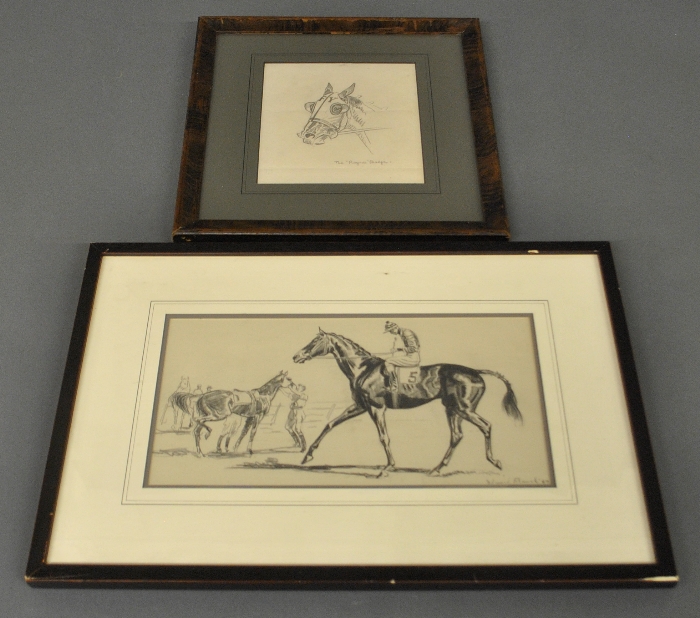 Appraisal: - Framed and matted pencil sketch of a jockey and