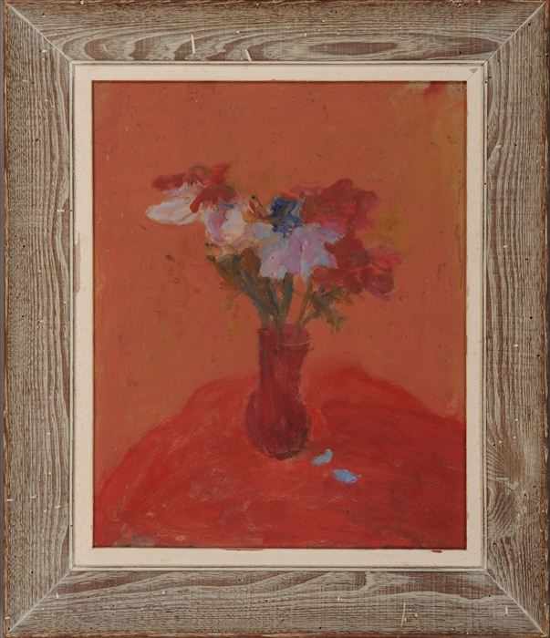 Appraisal: EARL KERKAM - STILL LIFE OF RED VASE OF FLOWERS