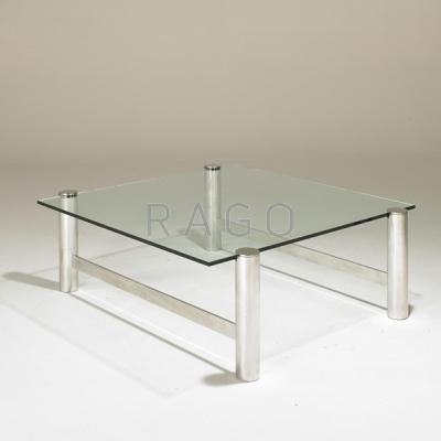 Appraisal: PHILLIP ENFIELD Coffee table New York s Polished aluminum glass