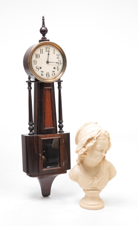 Appraisal: BANJO CLOCK AND COMPOSITION BUST Twentieth century American Ingraham banjo