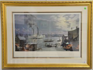 Appraisal: John Stobart print Hartford The City of Hartford Arriving from