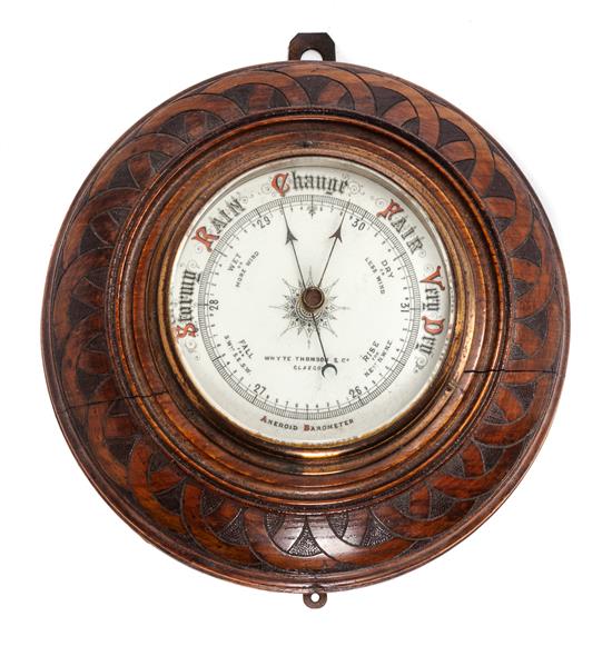 Appraisal: Sale Lot An English Oak Cased Aneoid Barometer whyte thomson