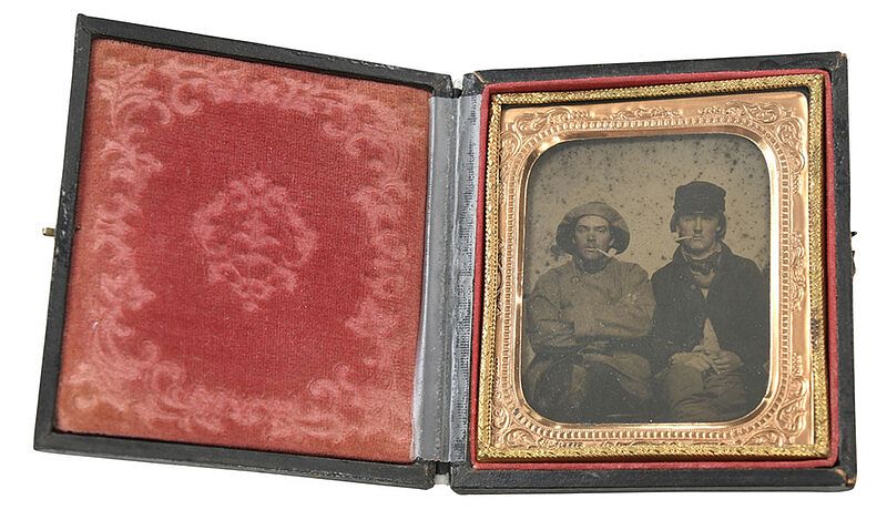 Appraisal: Occupational Tintype sixth plate in leatherette case - Provenance A