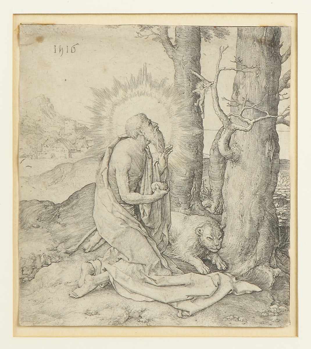 Appraisal: After Lucas Van Leyden Dutch - ''St Jerome'' Etching Initialed