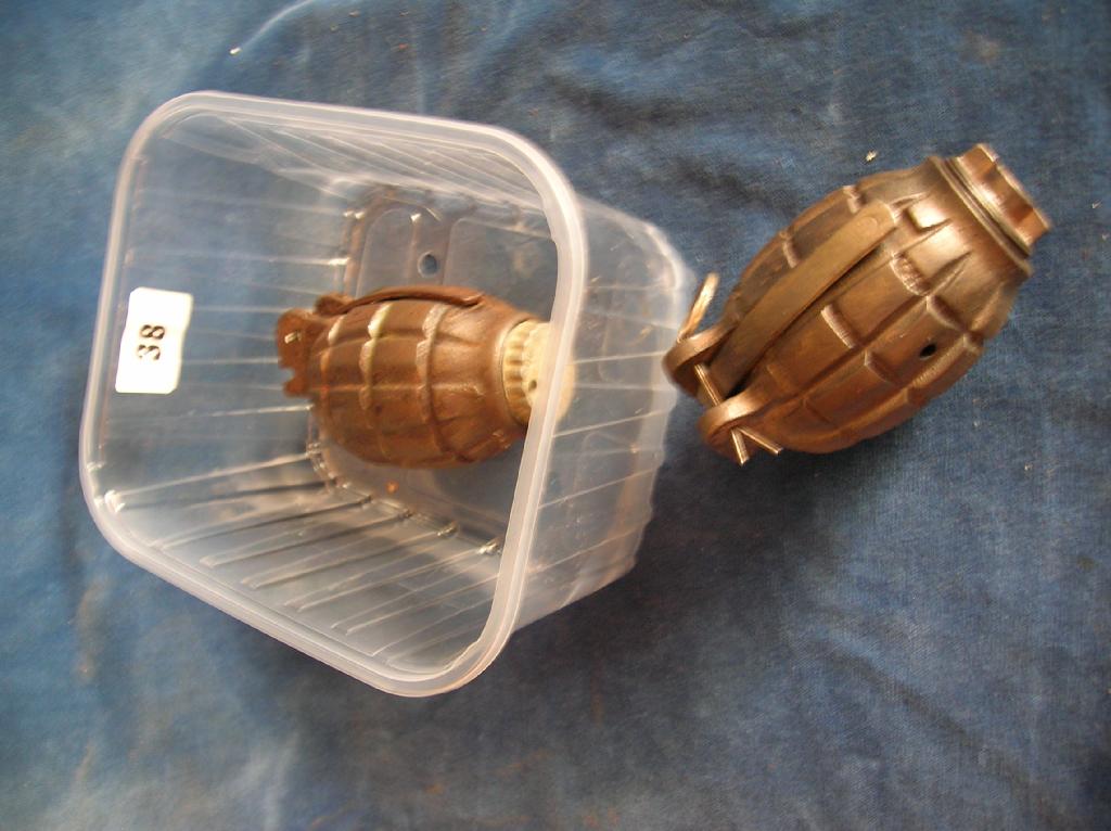 Appraisal: Two British No Mills hand grenades one a drill version