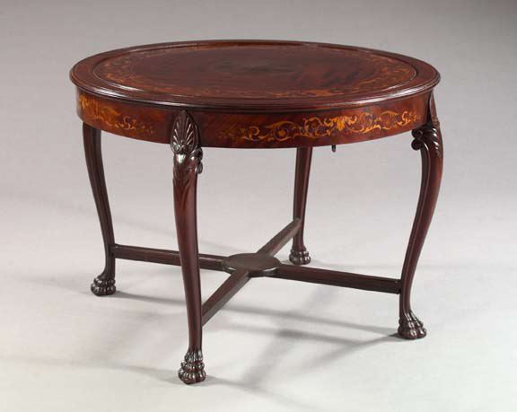 Appraisal: Rare American Late Victorian-Inlaid Mahogany Poker Table fourth quarter th