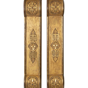 Appraisal: A Pair of Continental Giltwood Architectural Ornaments TH CENTURY Height