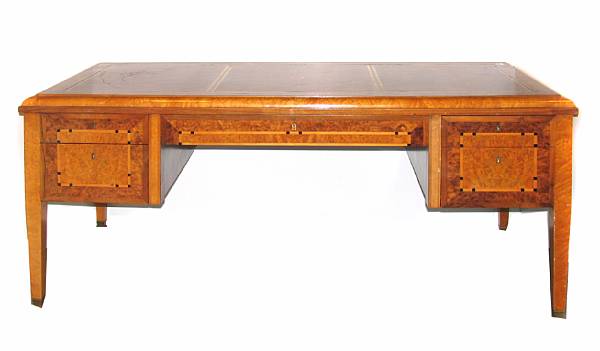 Appraisal: An Art Deco inlaid walnut and maple writing desk height