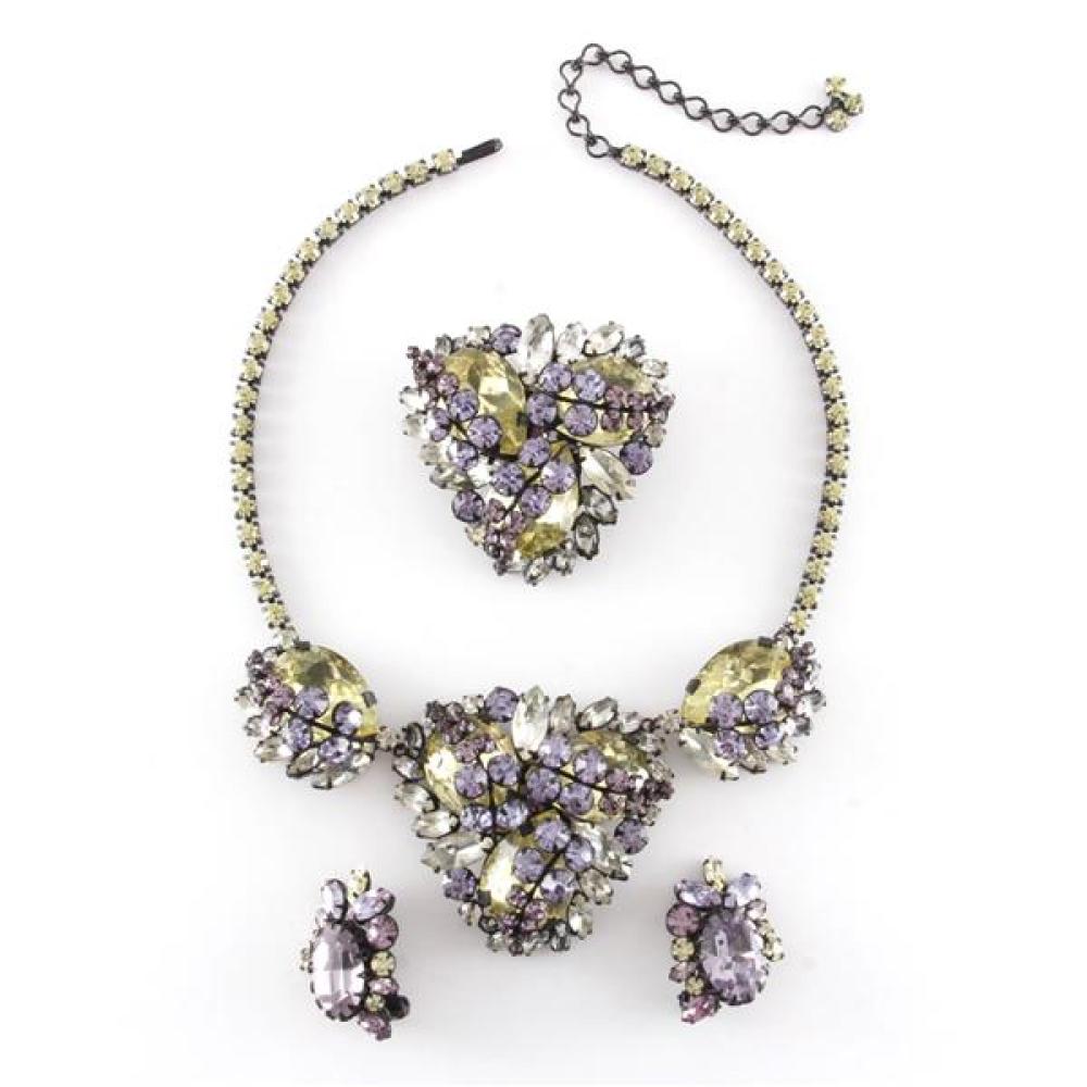 Appraisal: ALICE CAVINESS PALE BLUE YELLOW AND PURPLE NECKLACE AND BRACELET