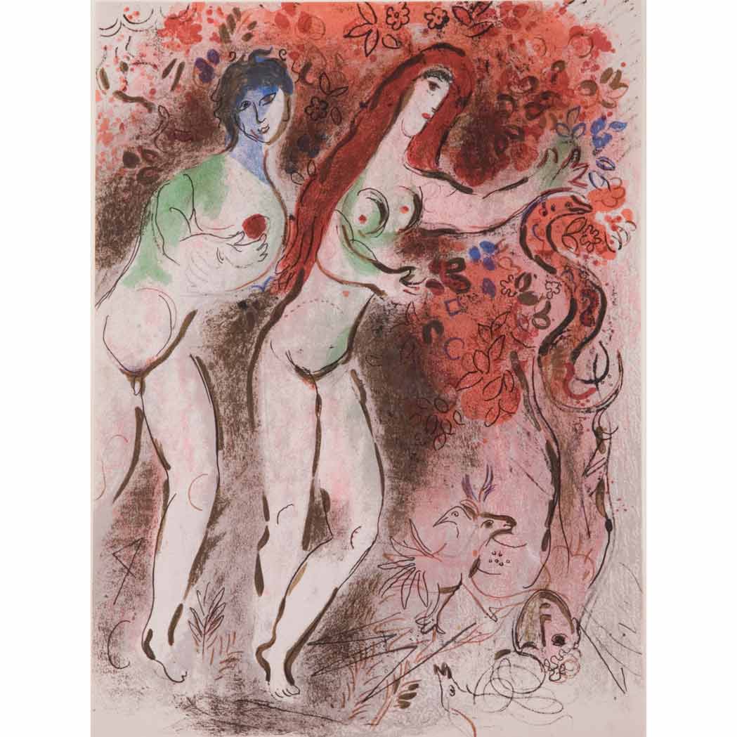 Appraisal: Marc Chagall ADAM AND EVE AND THE FORBIDDEN FRUIT M