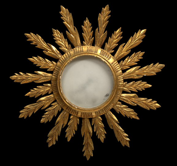 Appraisal: Italian Carved Giltwood Sunburst Looking Glass in the Directoire style