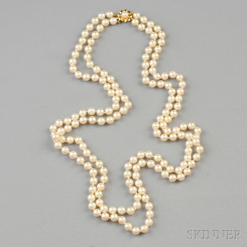 Appraisal: Double-strand Cultured Pearl Necklace composed of pearls each measuring approx